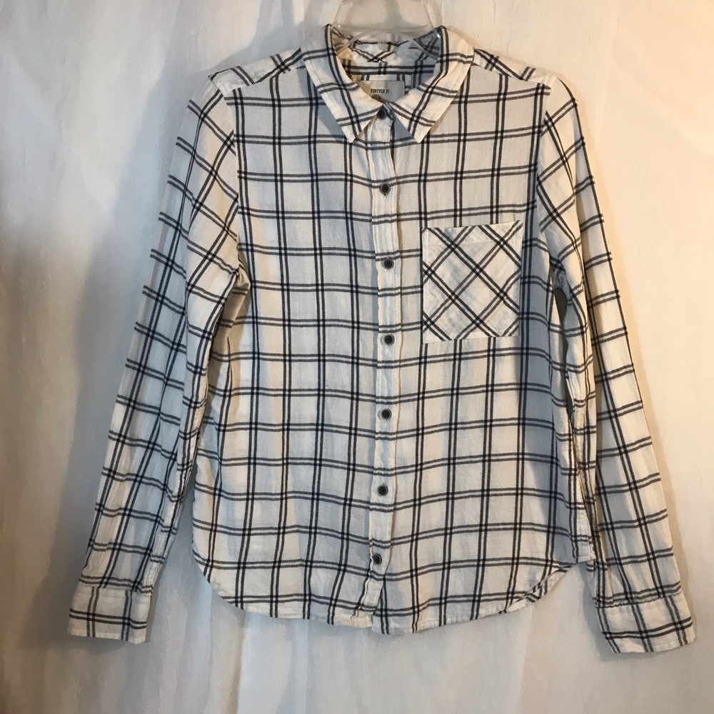 Forever 21‎ Black and White Flannel Blouse